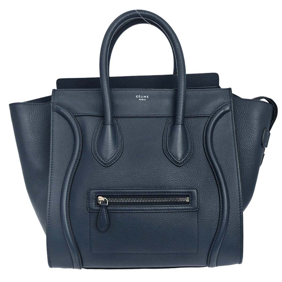 Celine Luggage Bag Grainy Leather Navy Leather Handbag ( )