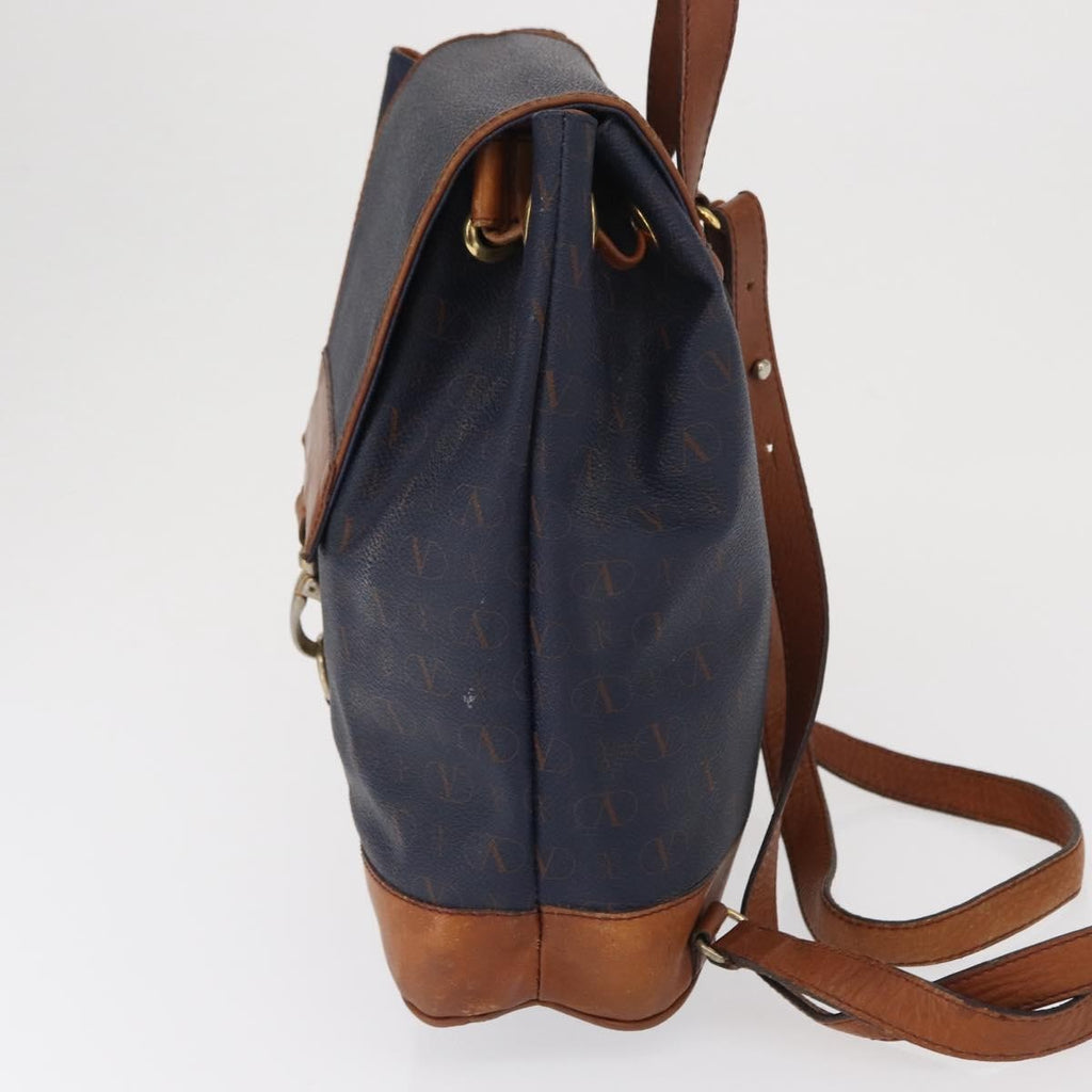 Valentino Garavani Vintage Backpack Leather Navy Leather Backpack Bag (Authentic  )