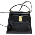 Salvatore Ferragamo Vala Handbag Patent Leather Black Patent_Leather Handbag (Authentic  )