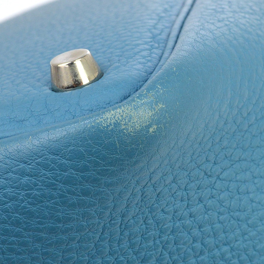 Hermes Picotin Bag Clemence Blue Leather Handbag ( )