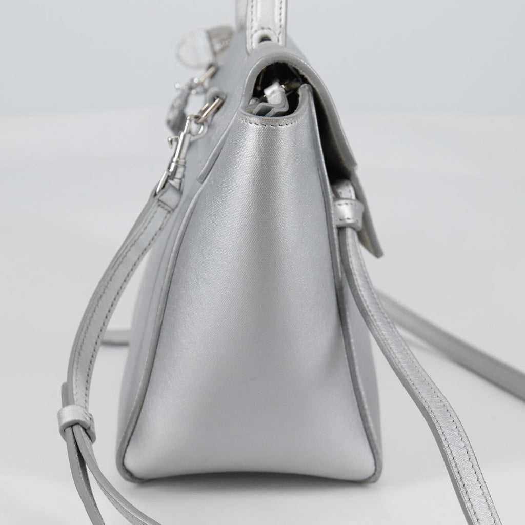 Celine Belt Bag Textured Leather Silver Leather Handbag (Authentic  )