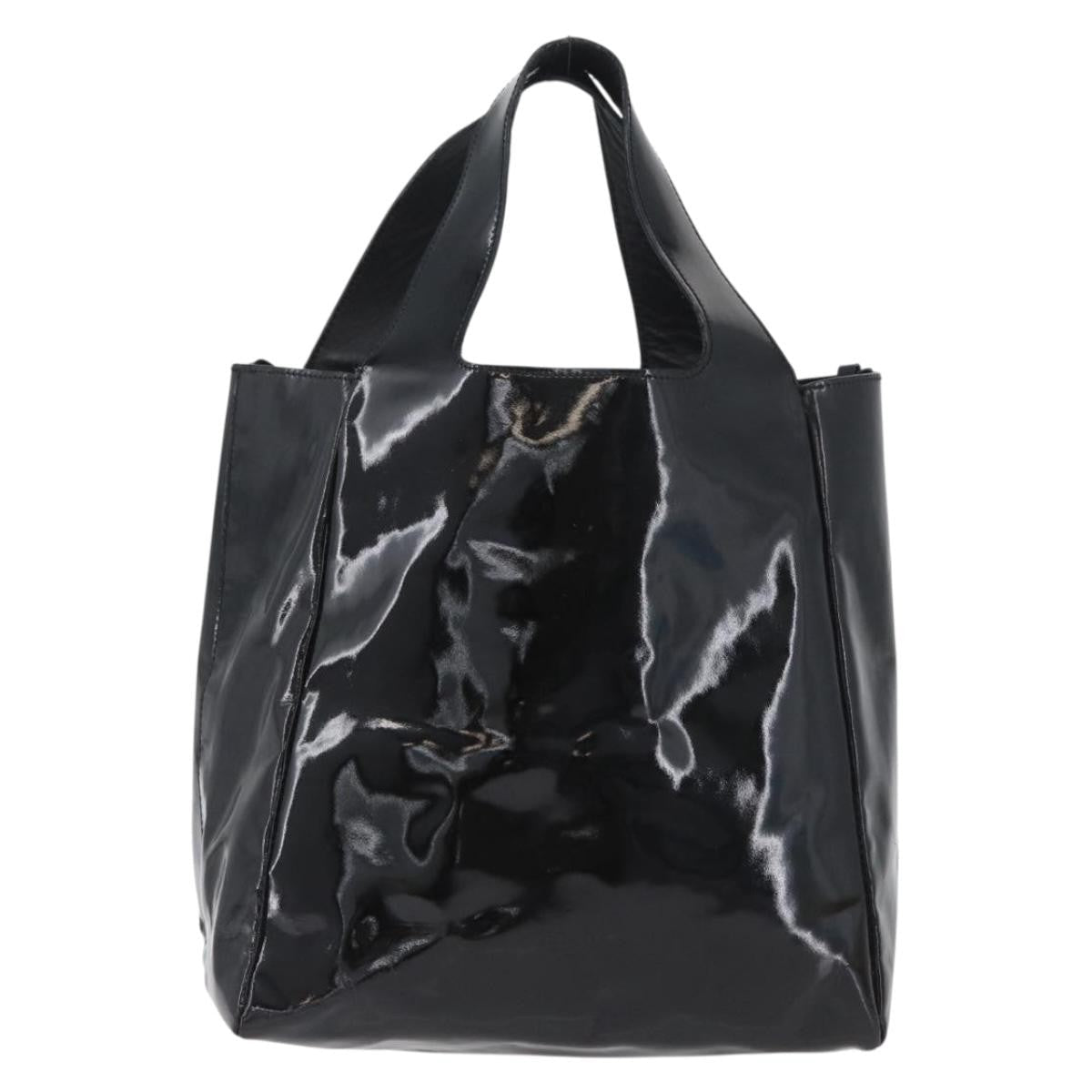 Prada Vintage Handbag Patent Leather Black Patent_Leather Handbag (Authentic  )