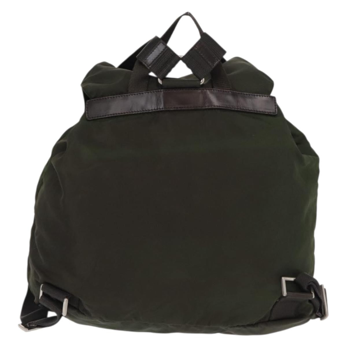 Prada Double Front Pocket Backpack Tessuto Khaki Nylon Backpack Bag (Authentic  )