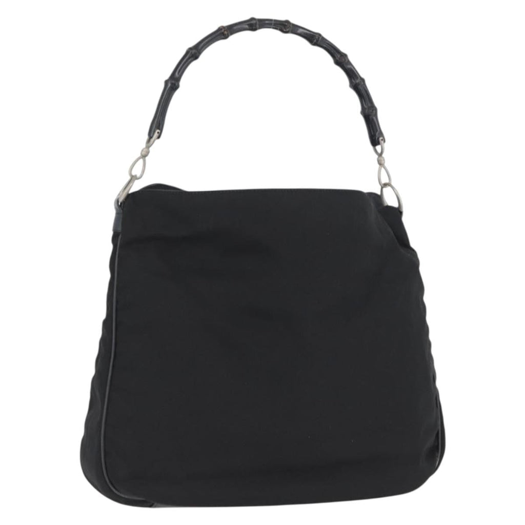 Gucci Vintage Bamboo Handle Bag Nylon Black Nylon Handbag ( )