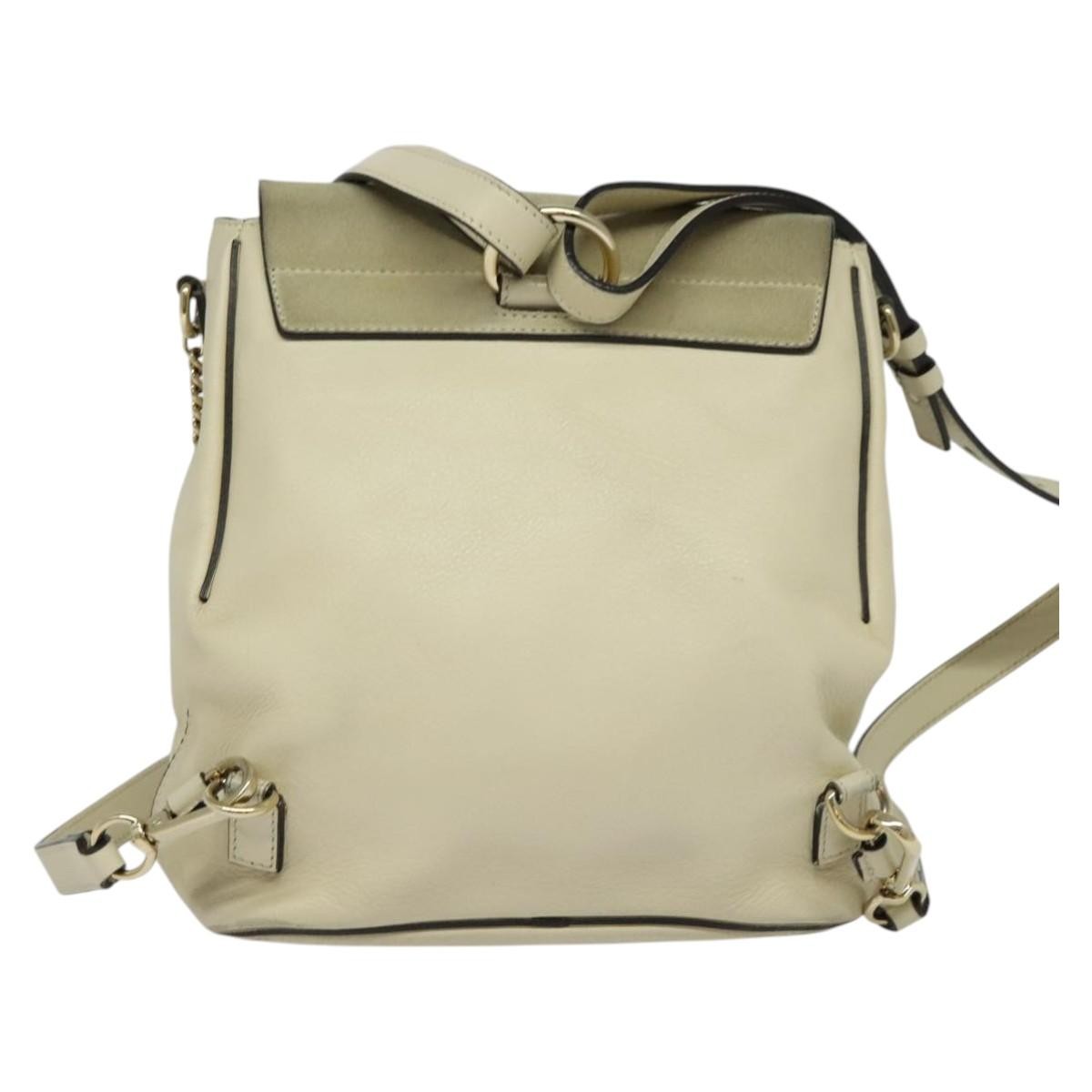 Chloe Faye Backpack Leather And Suede Beige Suede Backpack Bag (Authentic  )