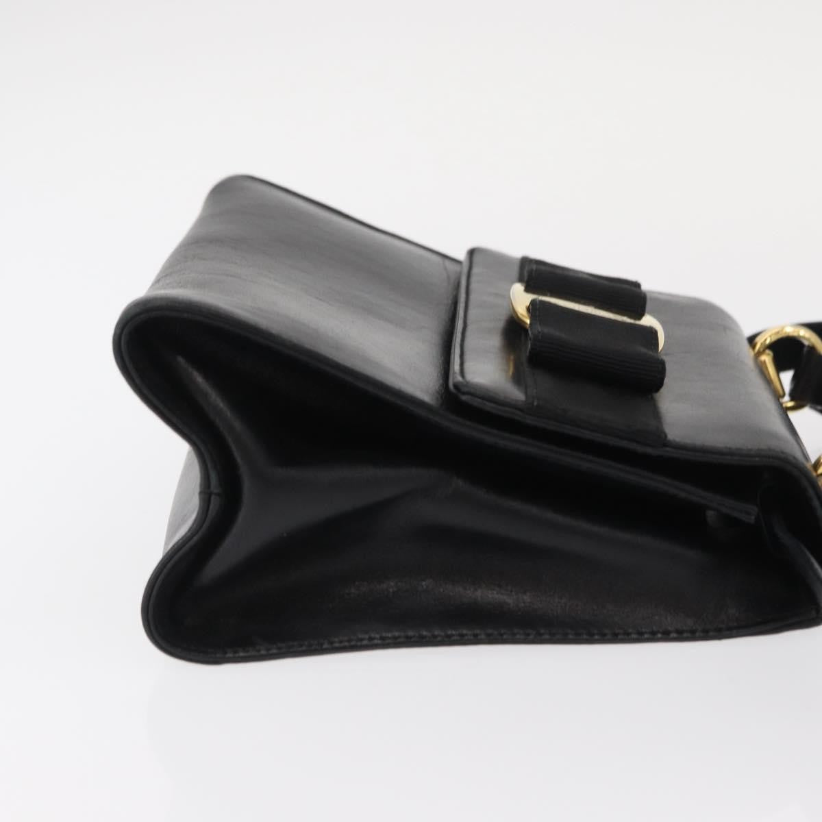 Salvatore Ferragamo Vintage Vara Bow Top Handle Bag Leather Black Leather Handbag (Authentic  )