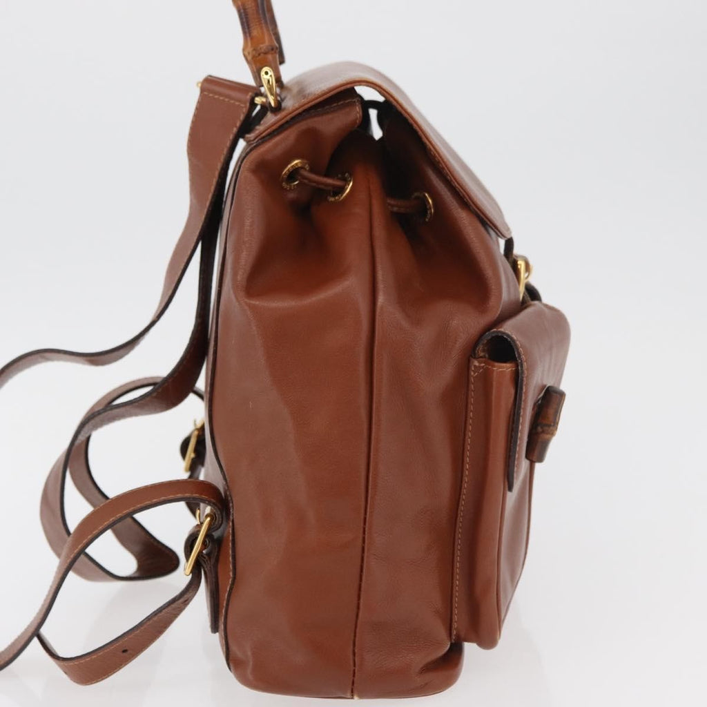 Gucci Vintage Bamboo Backpack Leather Brown Leather Backpack Bag ( )