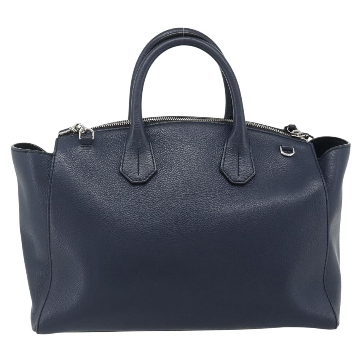 Bally Vintage Handbag Leather Navy Leather Handbag ( )