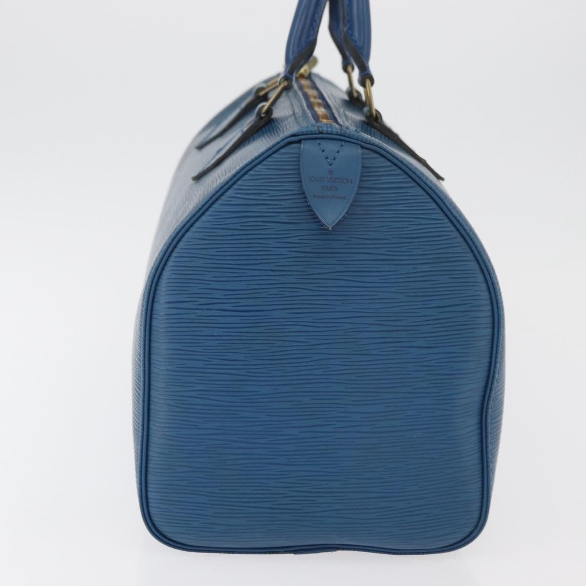 Louis Vuitton Speedy Handbag Epi Leather Blue Leather Handbag ( )