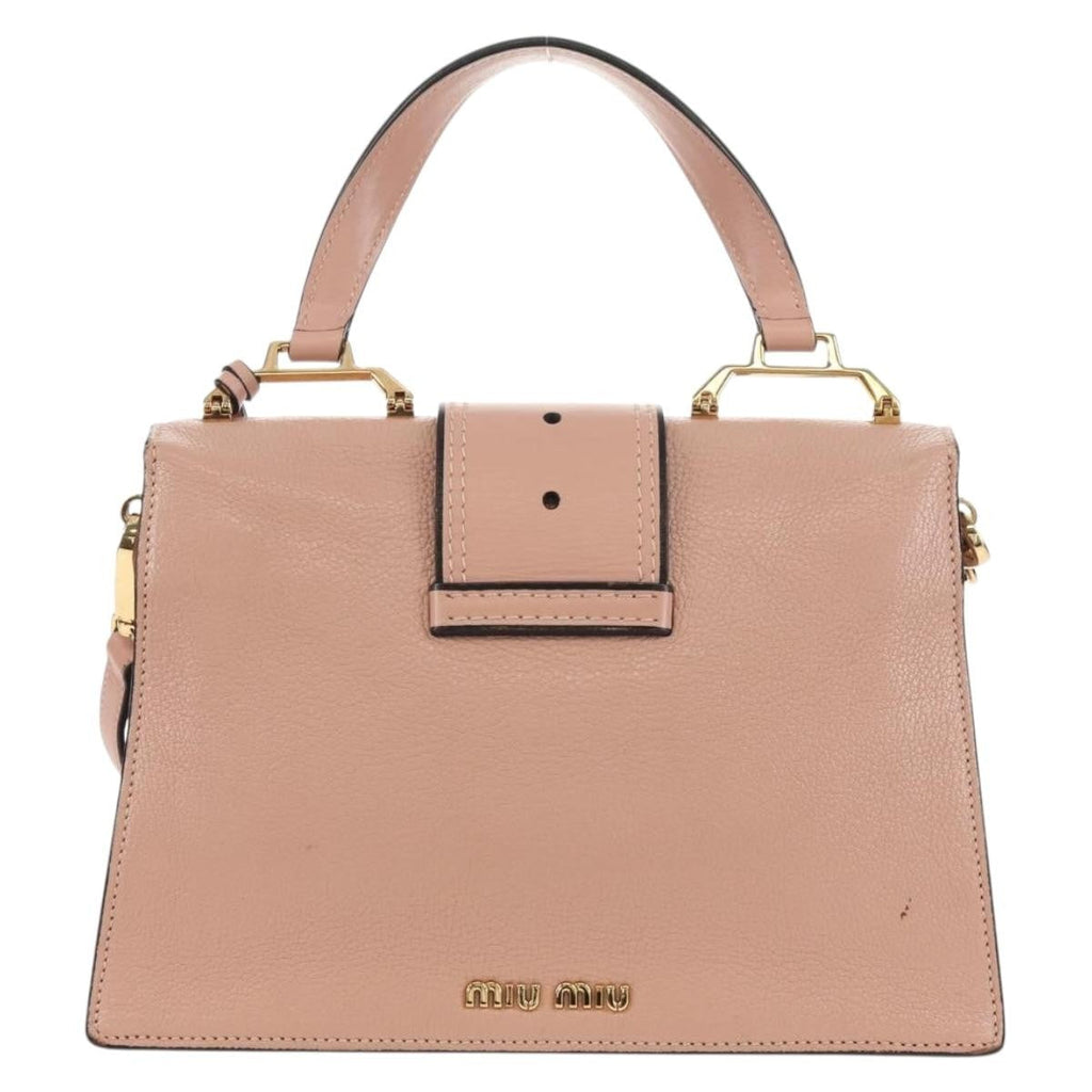 Miu Miu Madras Crystal Buckle Shoulder Bag Leather Pink Leather Handbag (Authentic  )