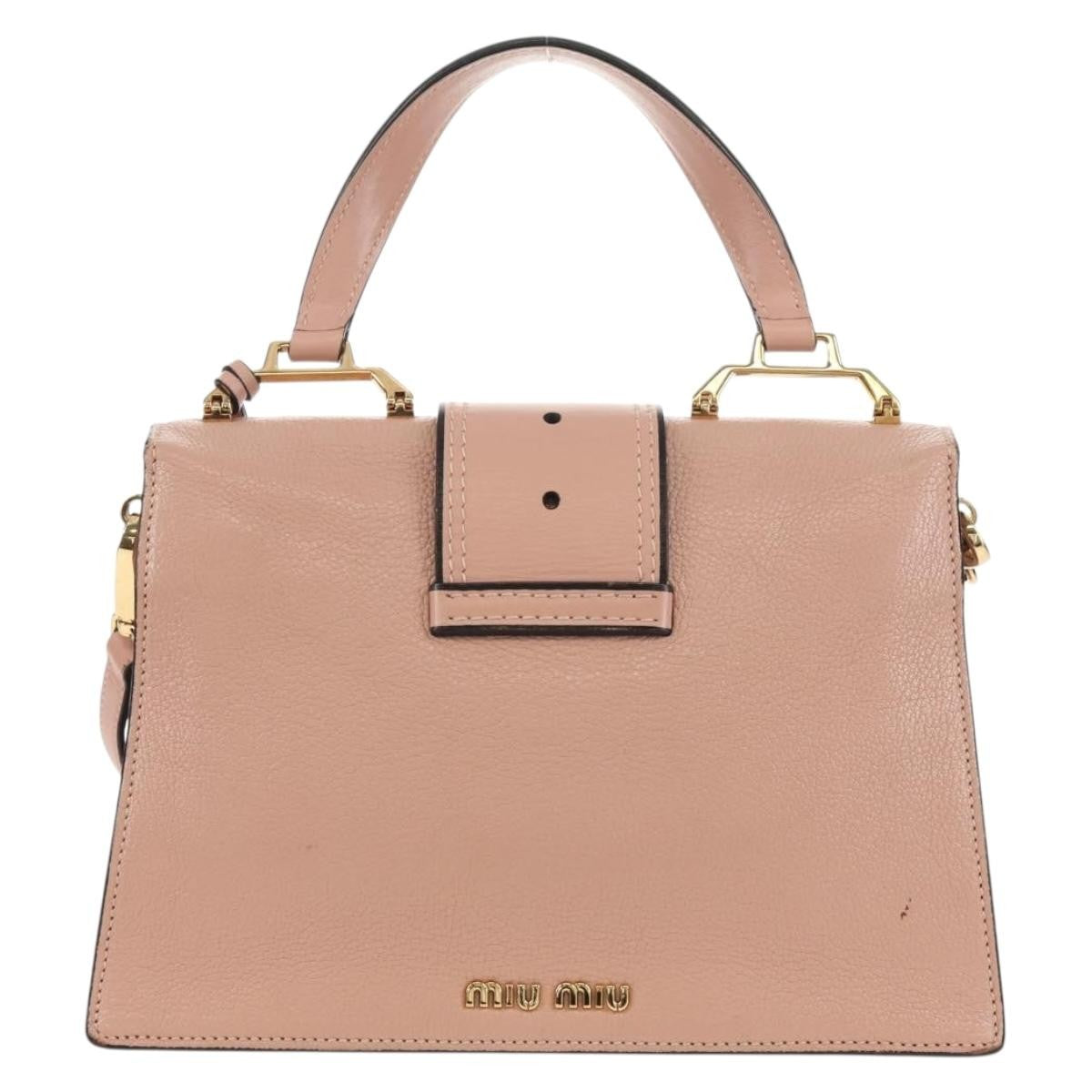 Miu Miu Madras Crystal Buckle Shoulder Bag Leather Pink Leather Handbag (Authentic  )