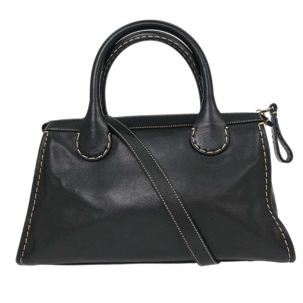 Chloe Edith Nm Satchel Leather Black Leather Handbag (Authentic  )
