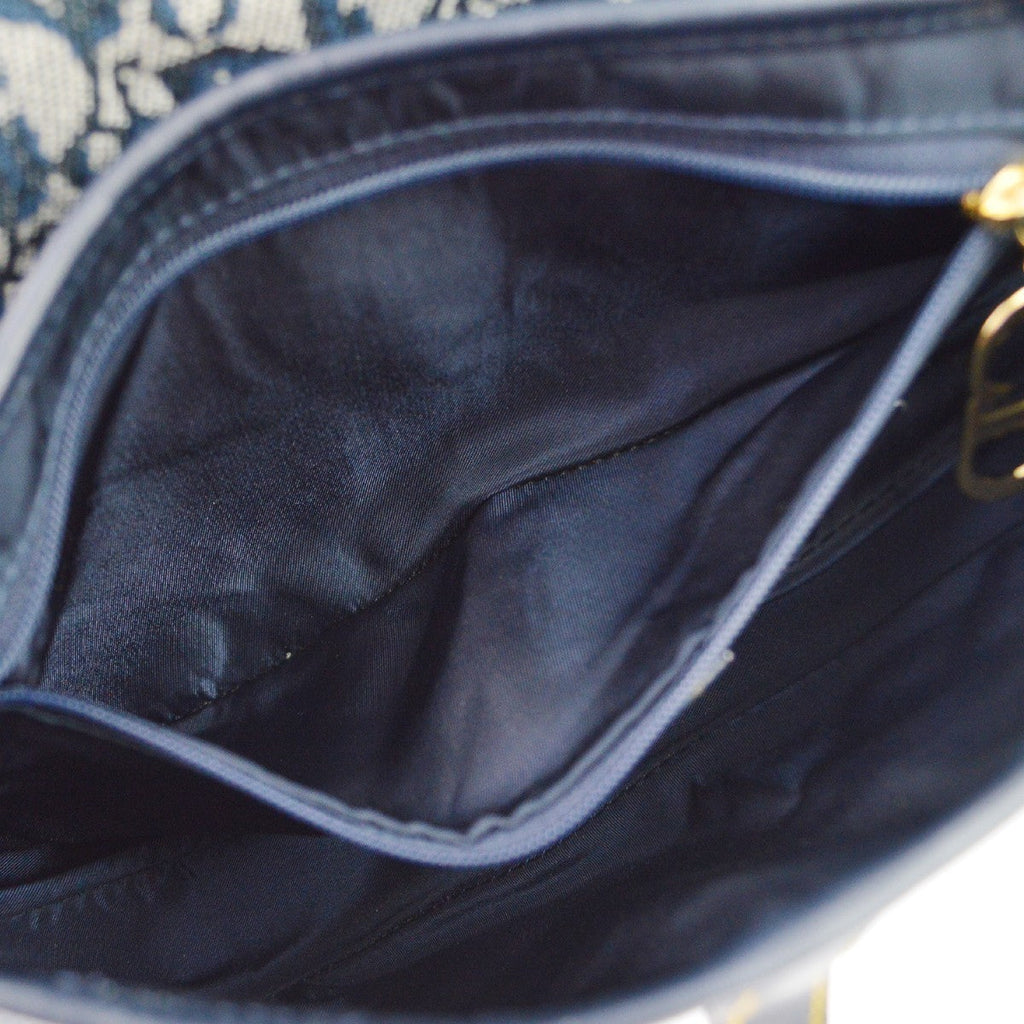Christian Dior Saddle Handbag Oblique Canvas Navy Canvas Handbag ( )