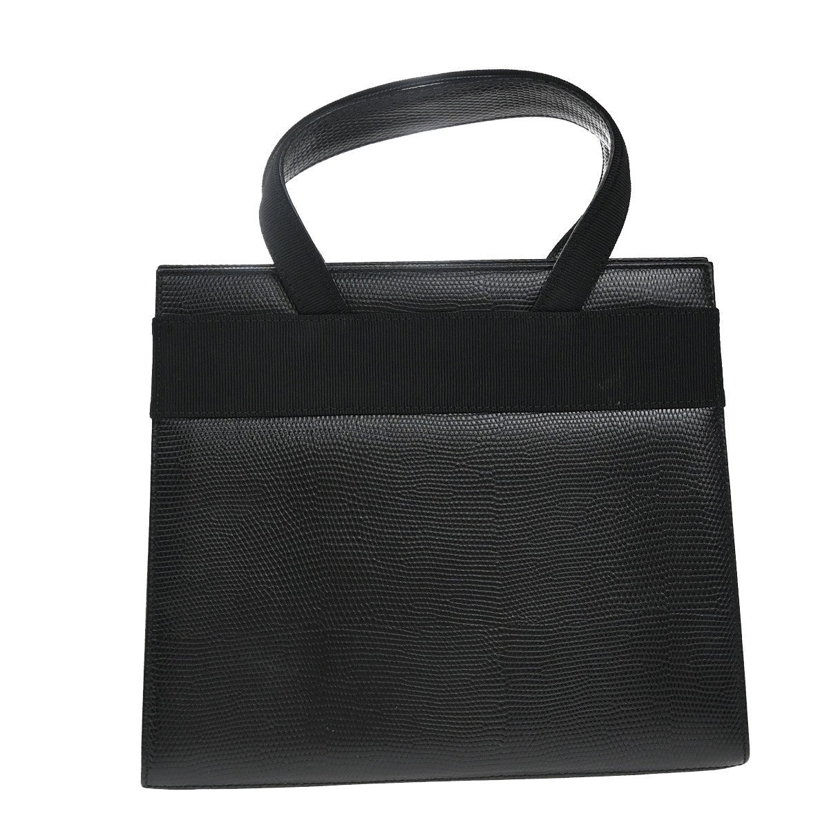 Salvatore Ferragamo Convertible Vara Bow Tote Lizard Embossed Leather Black Leather Handbag (Authentic  )