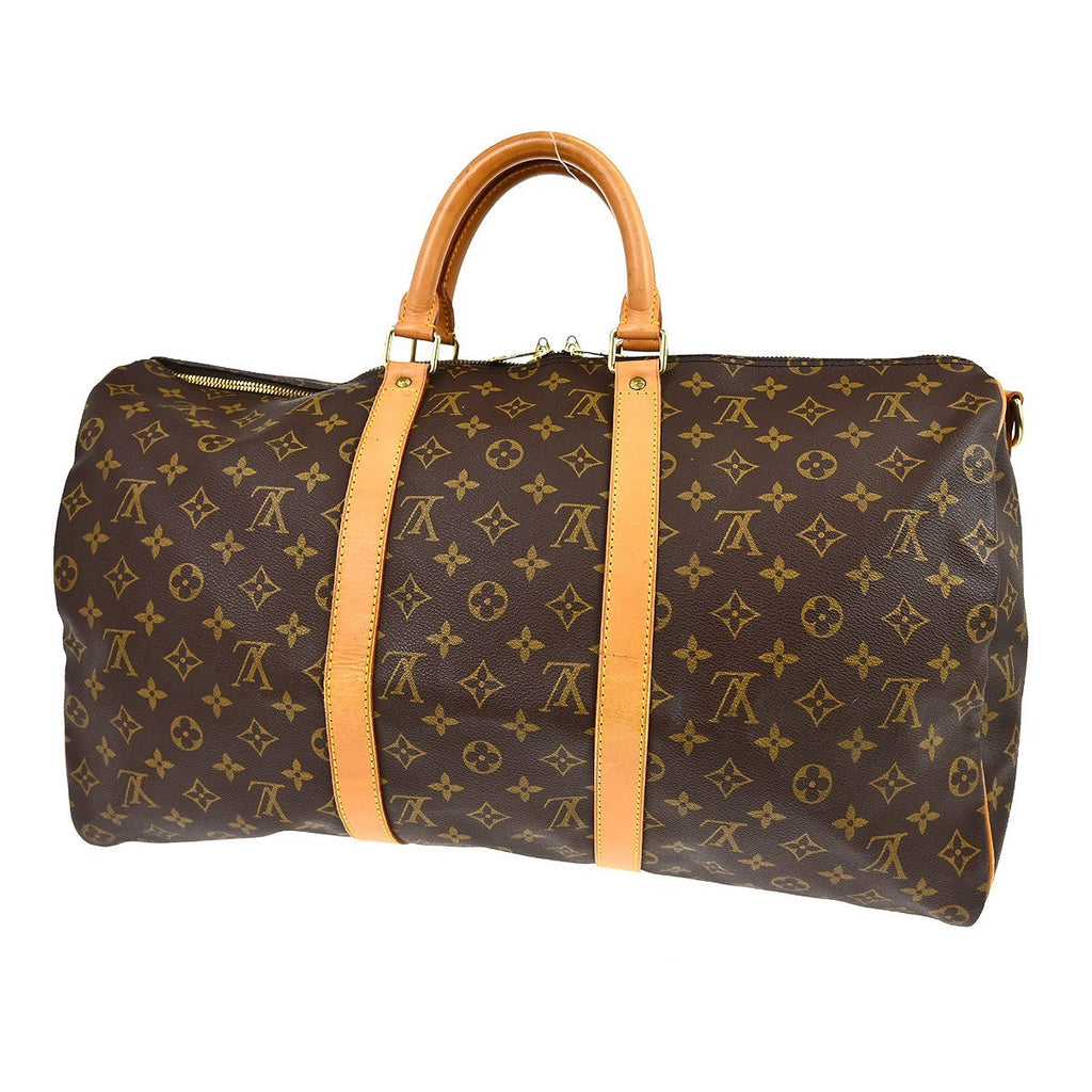 Louis Vuitton Keepall Bandouliere Bag Monogram Canvas Brown Canvas Handbag (Authentic  )