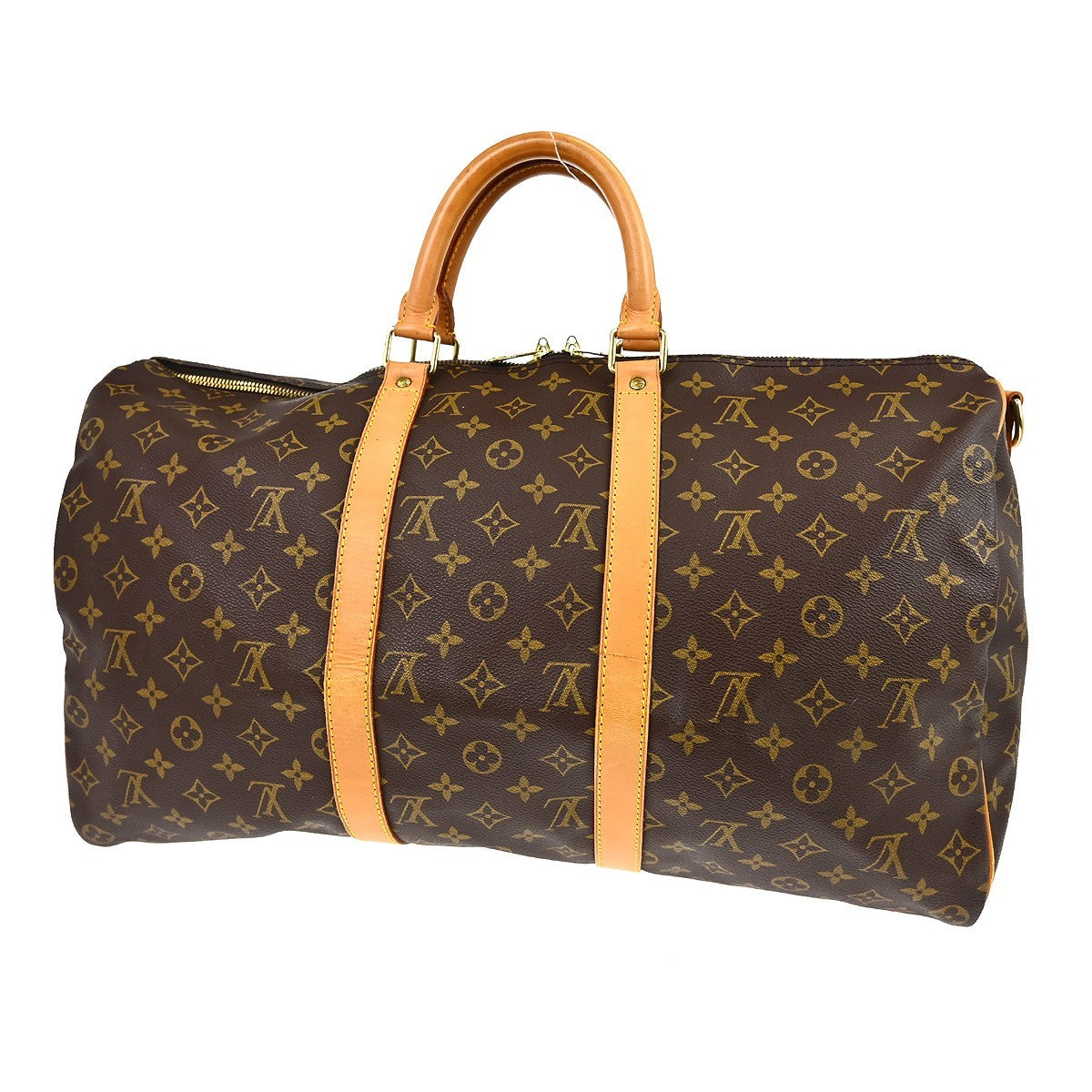 Louis Vuitton Keepall Bandouliere Bag Monogram Canvas Brown Canvas Handbag (Authentic  )