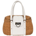 Salvatore Ferragamo Basket Gancini Handbag Leather And Wicker White Leather Handbag (Authentic  )