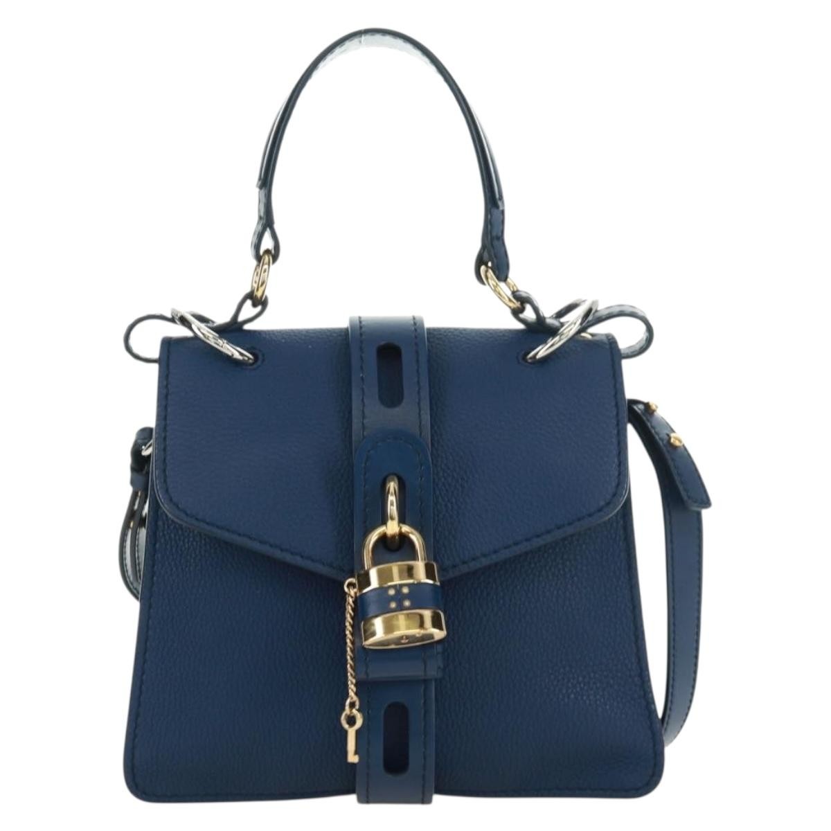 Chloe Aby Day Bag Leather Blue Leather Handbag (Authentic  )