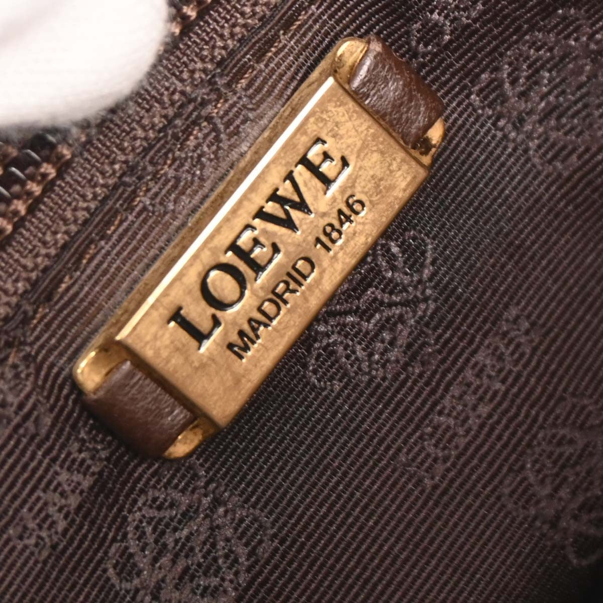 Loewe Anagram Handbag Leather Brown Leather Handbag (Authentic  )