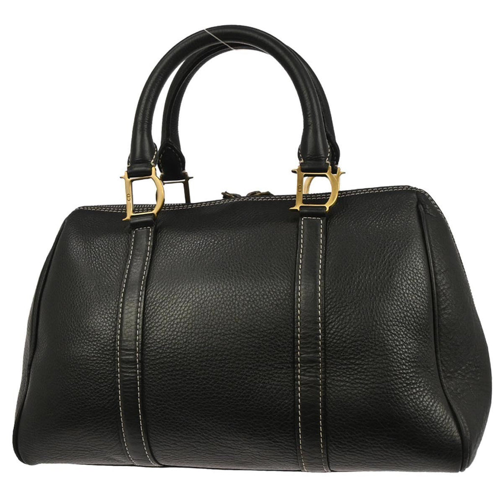Christian Dior Vintage Handbag Leather Black Leather Handbag (Authentic  )