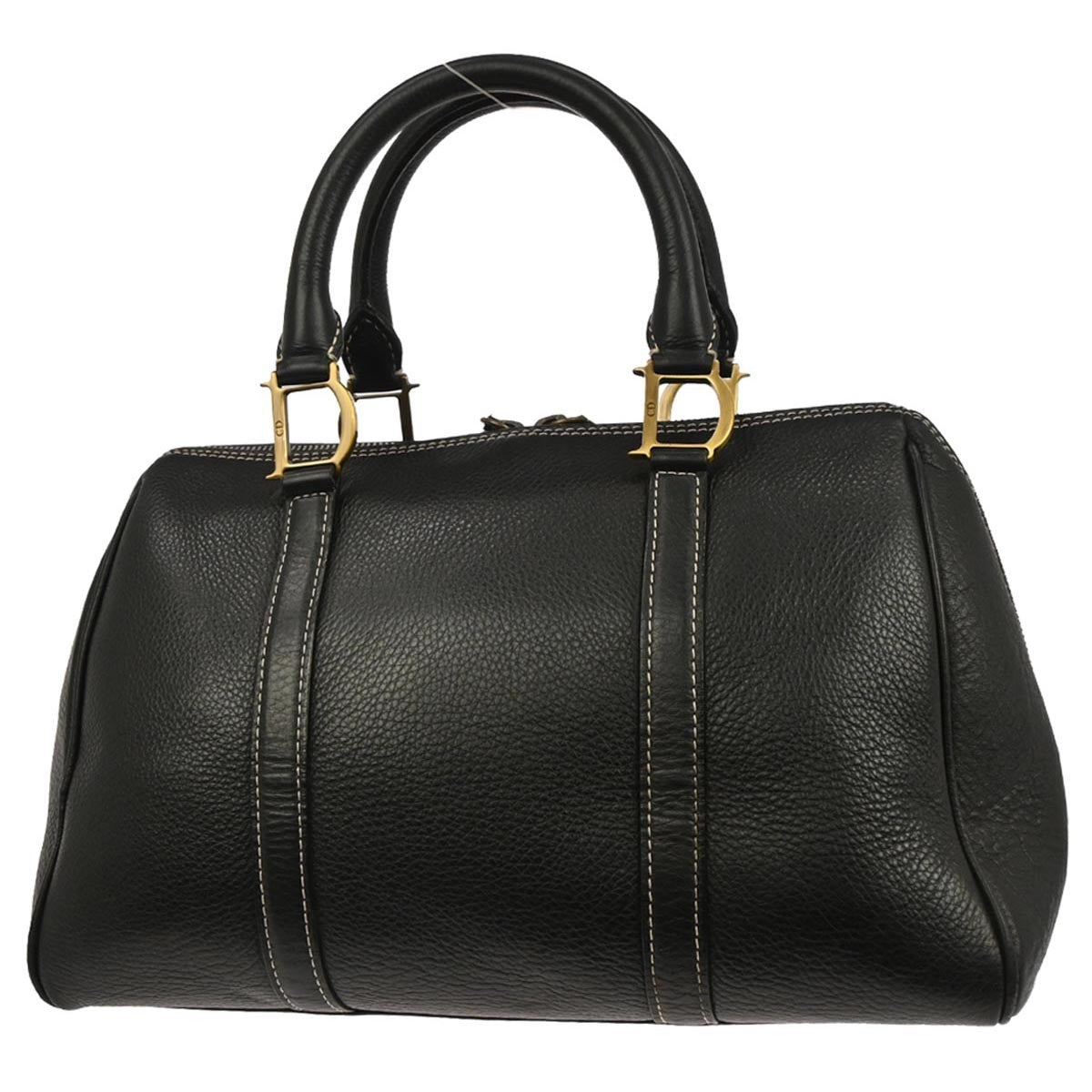 Christian Dior Vintage Handbag Leather Black Leather Handbag (Authentic  )