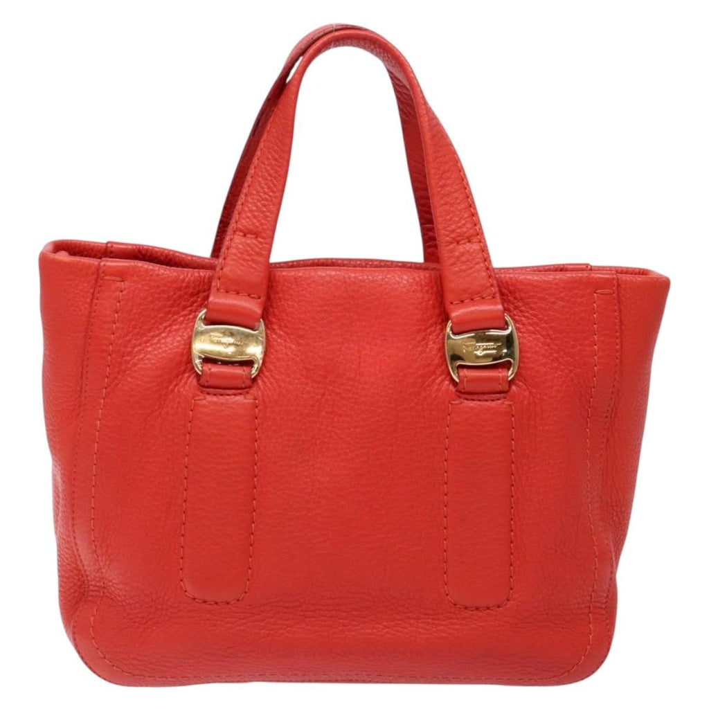 Salvatore Ferragamo Vala Handbag Leather Red Leather Bag (Authentic  )