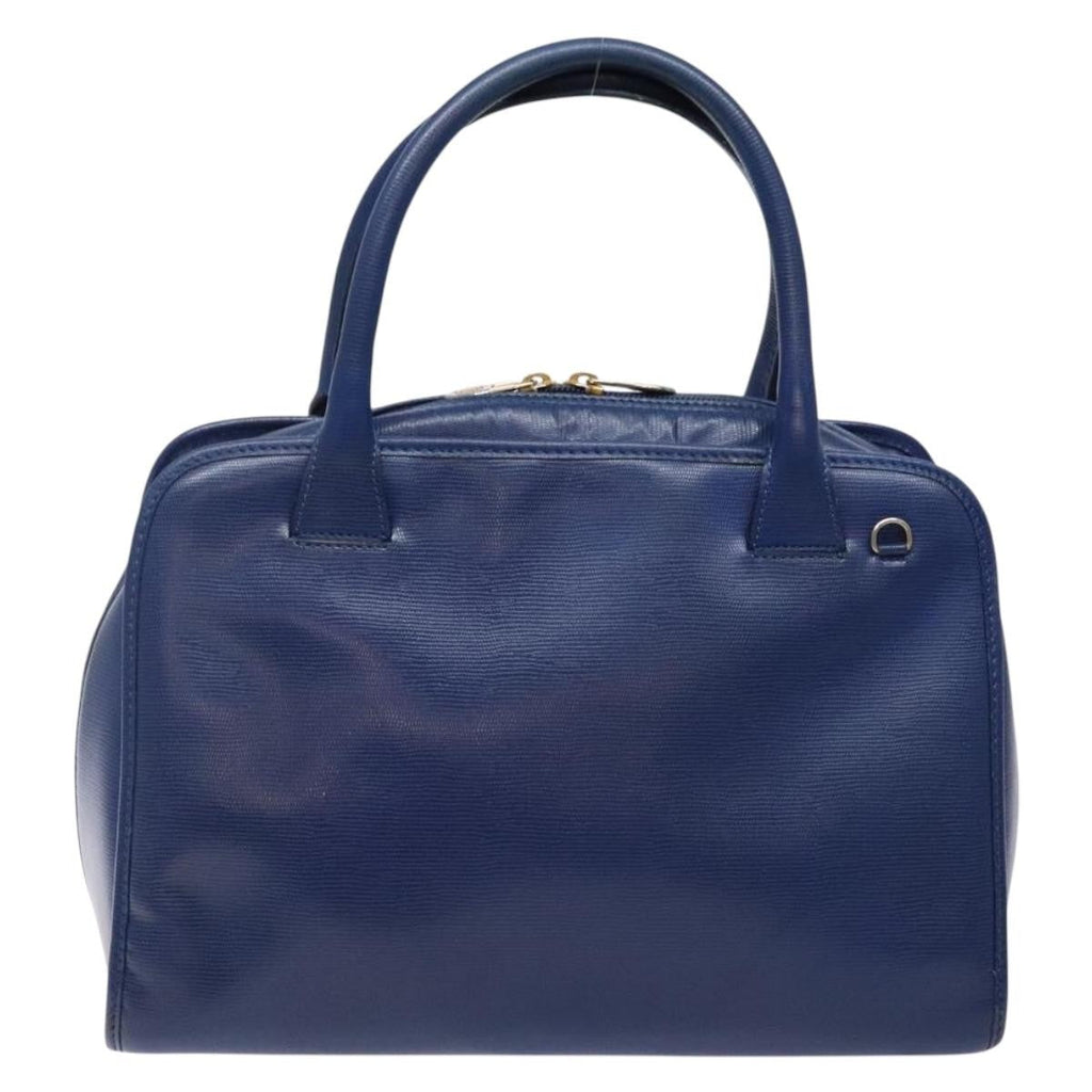 Celine Circle Logo Handbag Leather Blue Leather Bag (Authentic  )