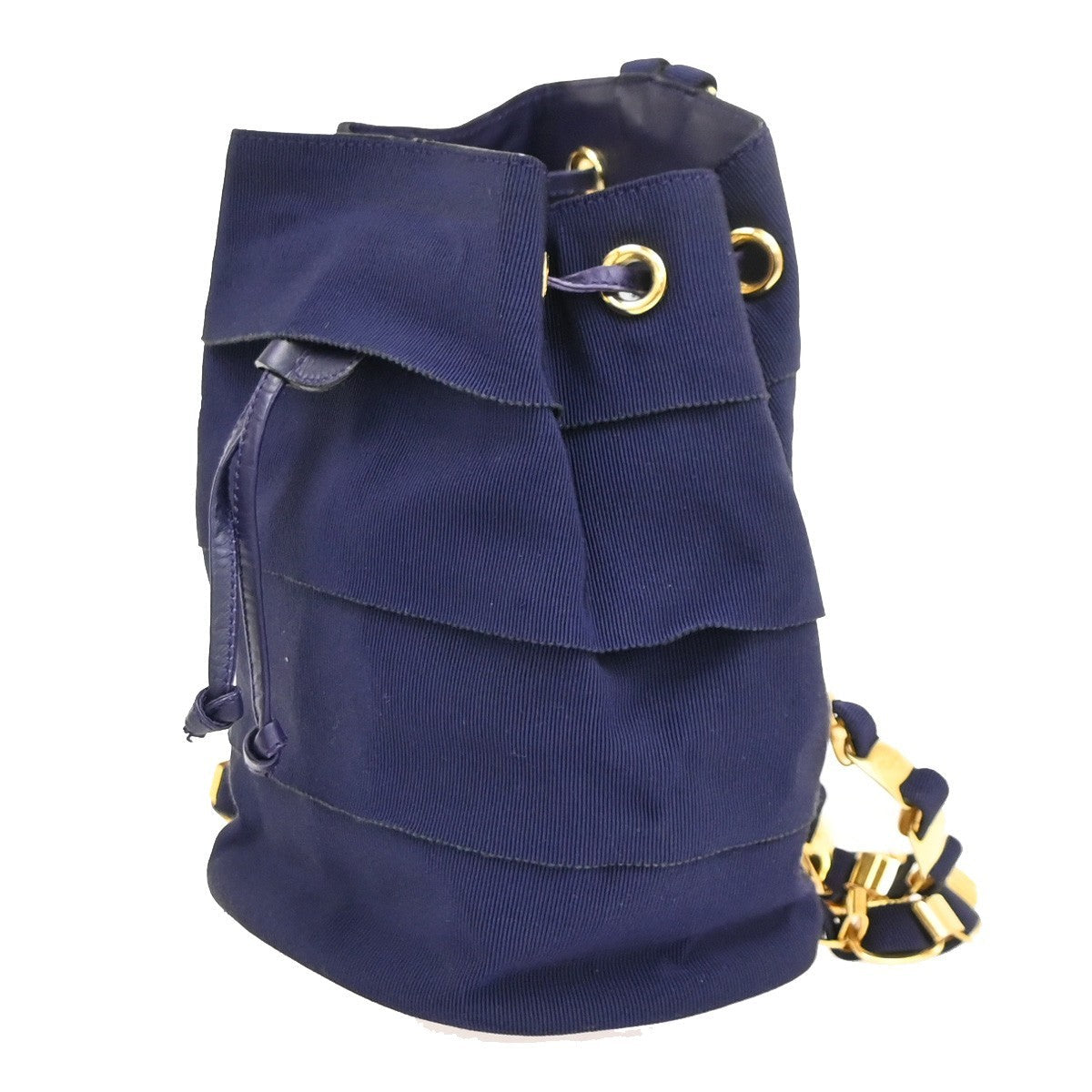 Salvatore Ferragamo Vara Chain Backpack Canvas Purple Canvas Backpack Bag (Authentic  )