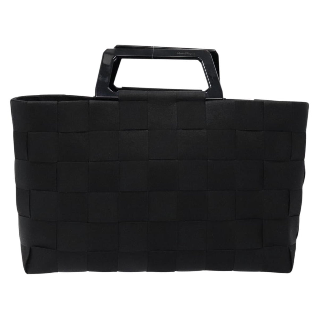 Salvatore Ferragamo Vintage Handbag Canvas Black Canvas Handbag (Authentic  )