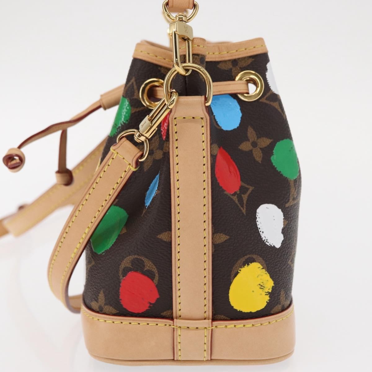 Louis Vuitton Noe Handbag Yayoi Kusama Painted Dots Monogram Canvas Brown Canvas Handbag (Authentic  )