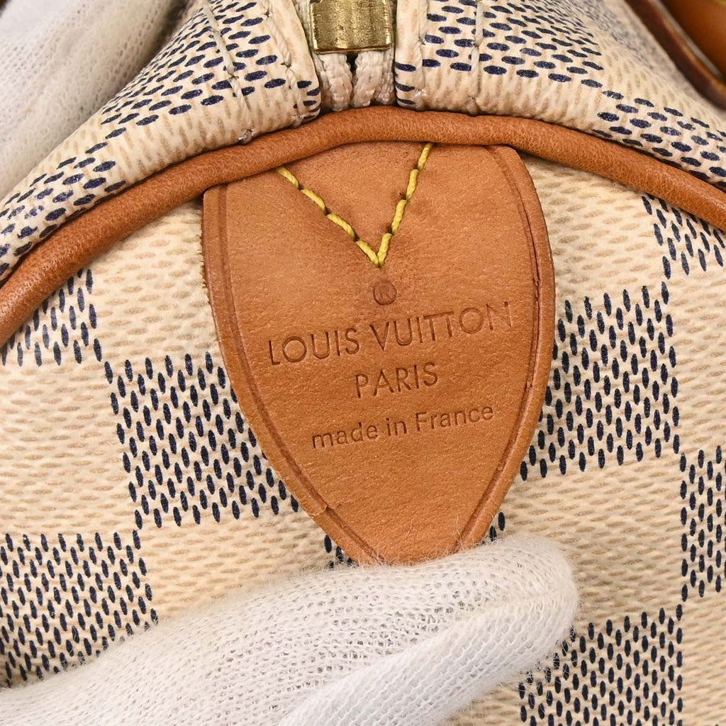 Louis Vuitton Speedy Handbag Damier White Canvas Handbag ( )