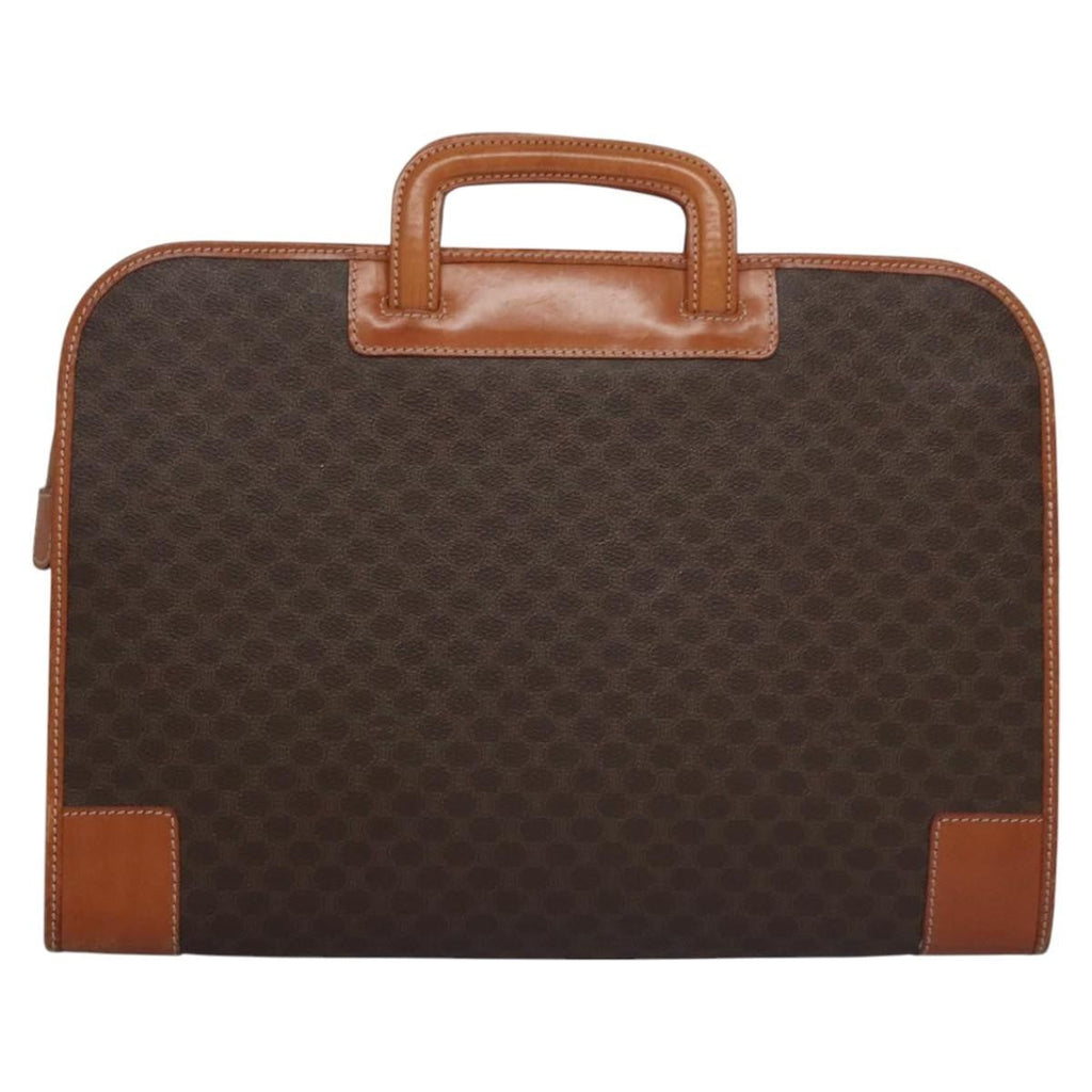 Celine Macadam Briefcase Canvas And Leather Brown Canvas Briefcase Bag (Authentic  )