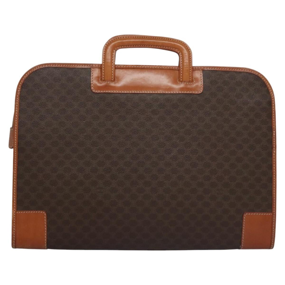 Celine Macadam Briefcase Canvas And Leather Brown Canvas Briefcase Bag (Authentic  )