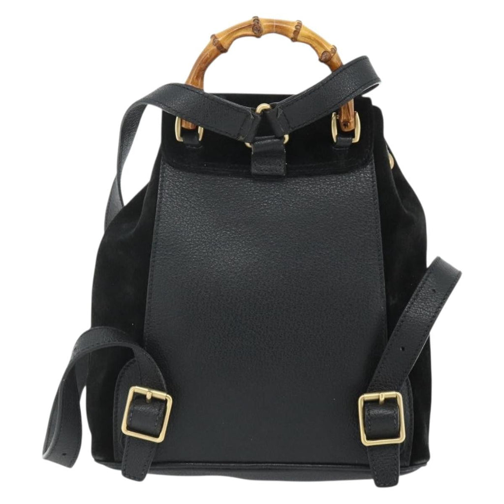 Gucci Gucci Bamboo Backpack Daim Black Suede Backpack Bag ( )
