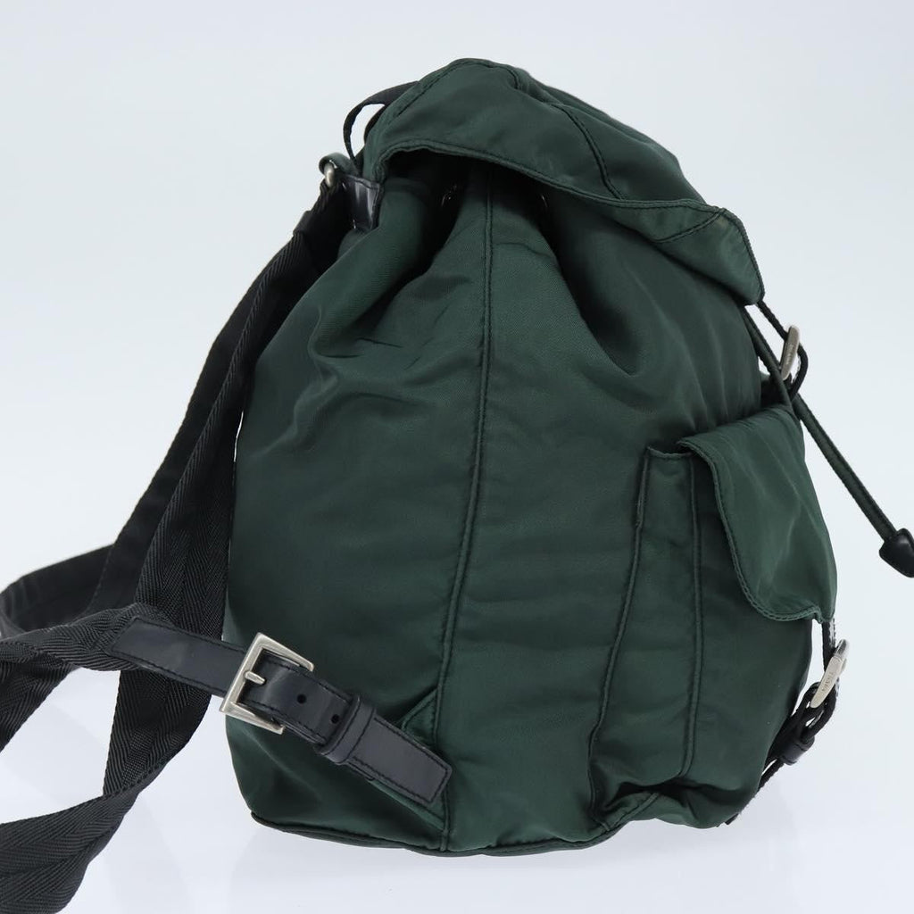 Prada Vela Double Front Pocket Backpack Tessuto With Saffiano Leather Khaki Nylon Backpack Bag (Authentic  )