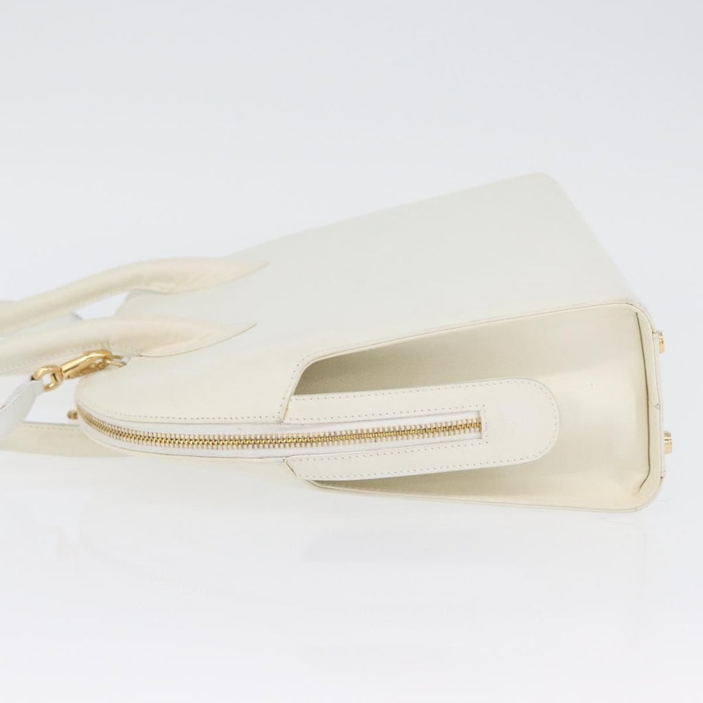 Salvatore Ferragamo Gancini Handbag Leather White Leather Handbag (Authentic  )