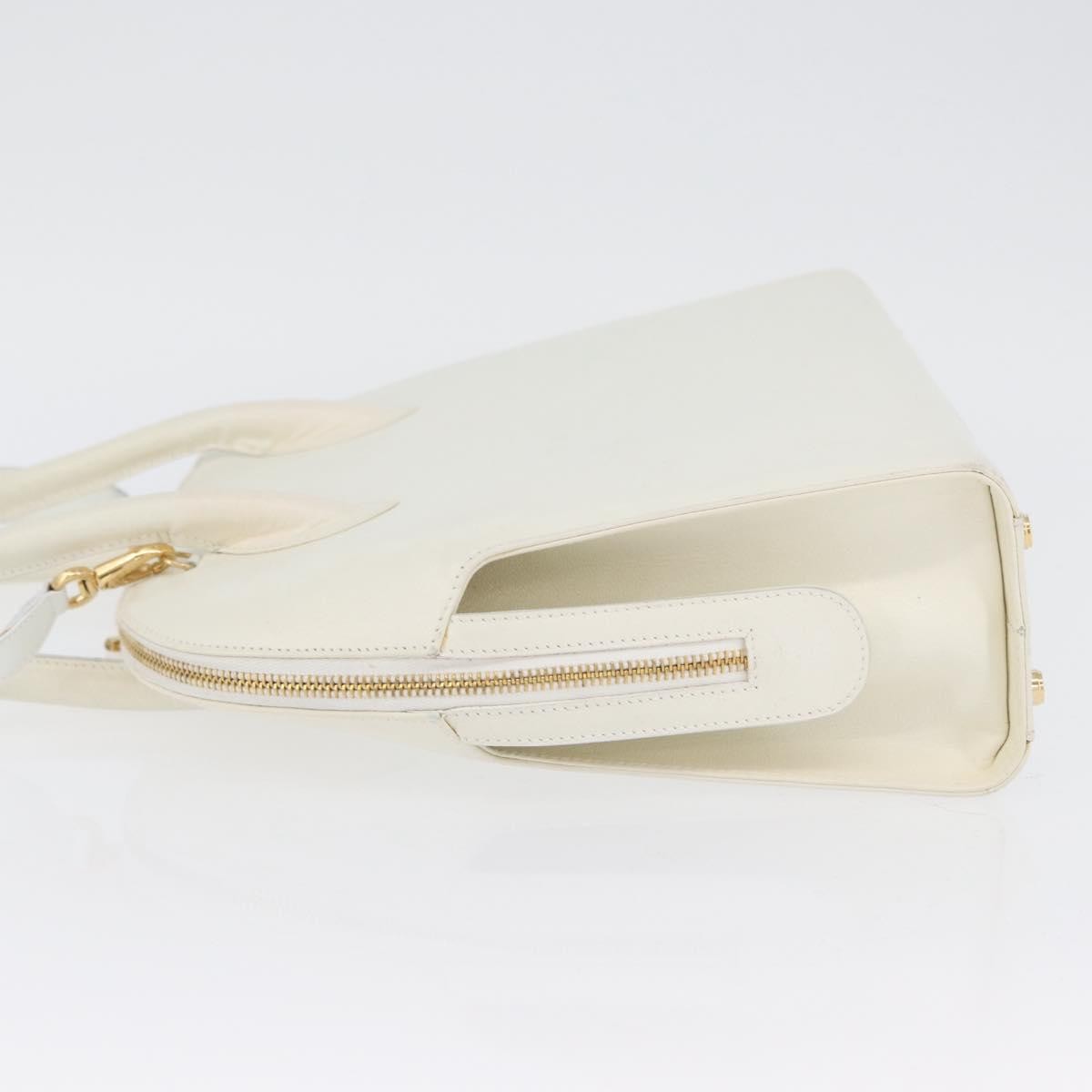 Salvatore Ferragamo Gancini Handbag Leather White Leather Handbag (Authentic  )