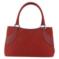 Gucci Vintage Ring Tote Gg Canvas With Leather Red Canvas Handbag (Authentic  )
