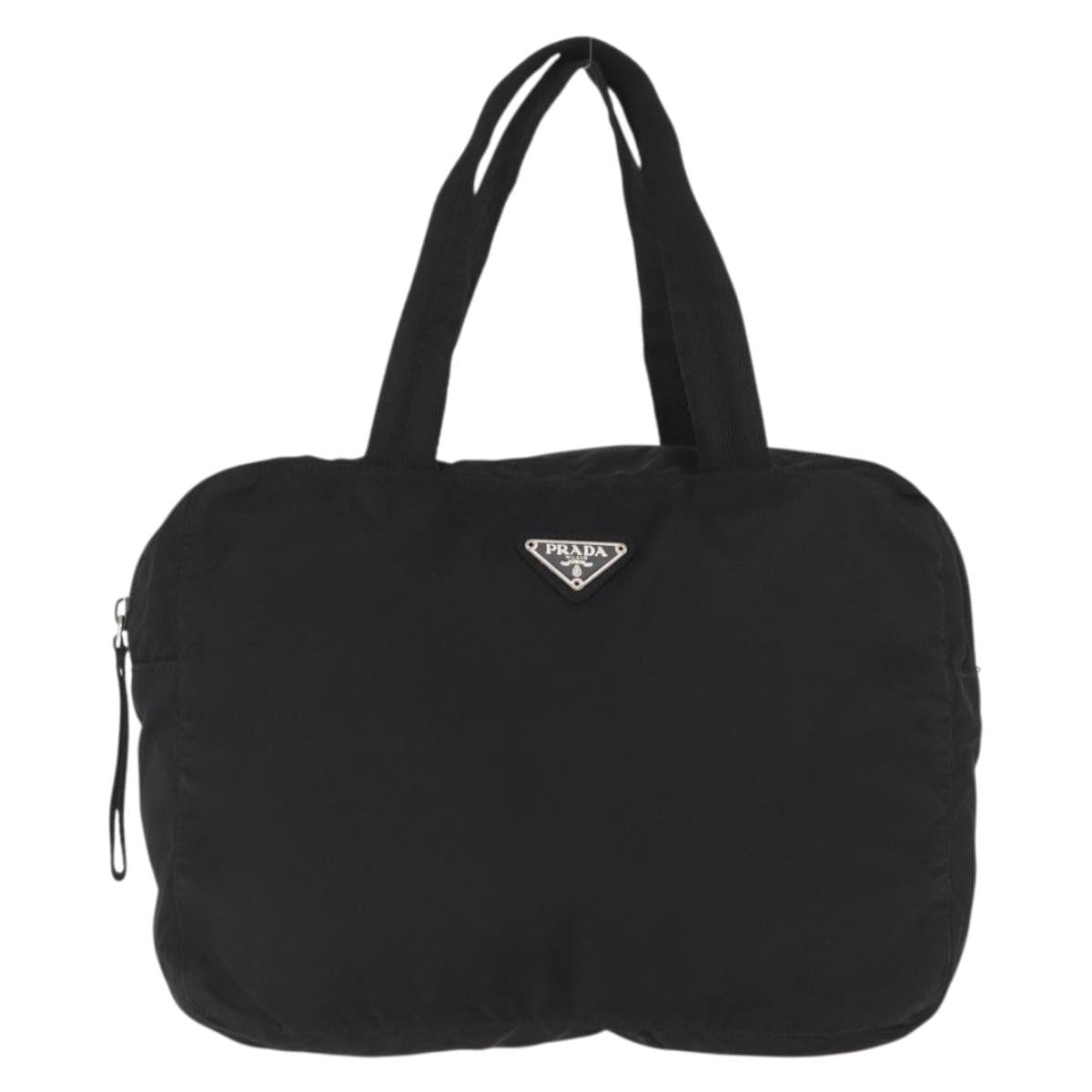 Prada Vintage Zip Handbag Tessuto Black Nylon Handbag (Authentic  )