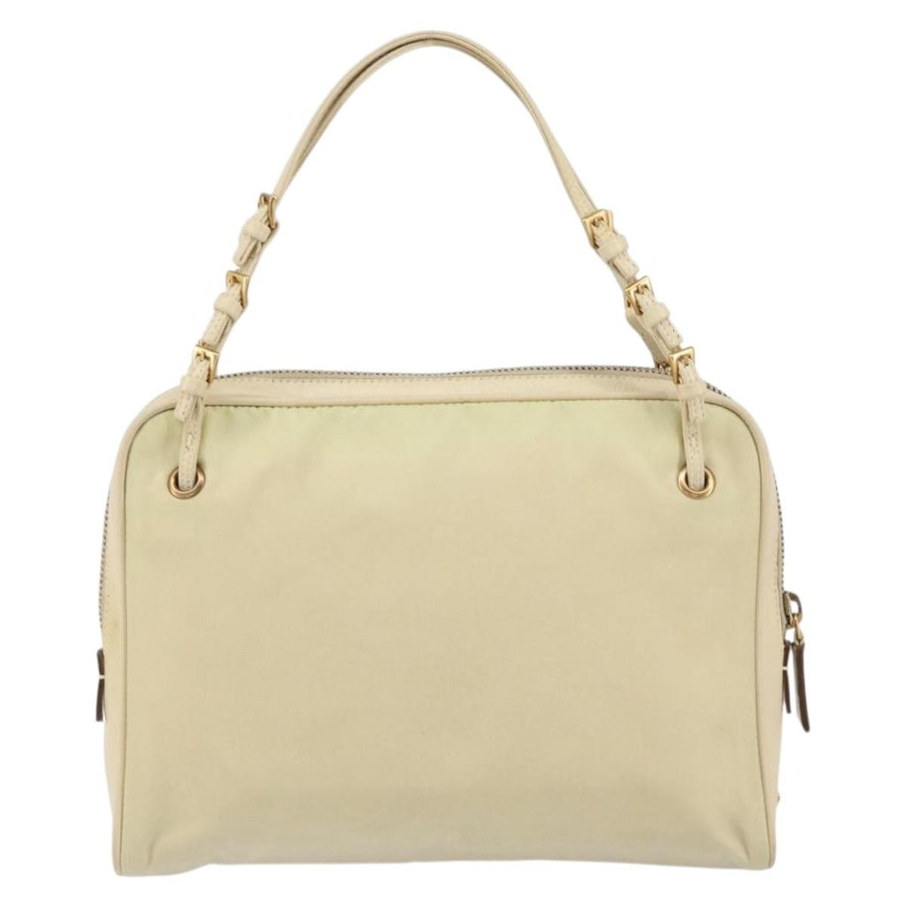 Prada Vintage Handbag Tessuto Beige Nylon Handbag (Authentic  )