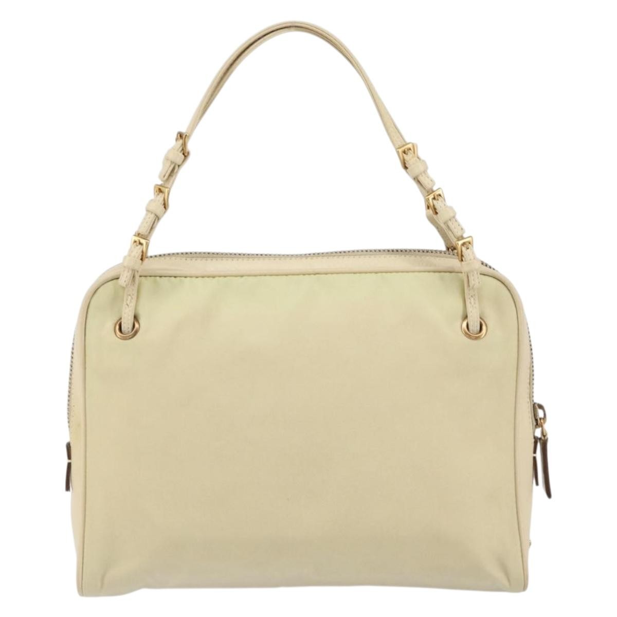 Prada Vintage Handbag Tessuto Beige Nylon Handbag (Authentic  )