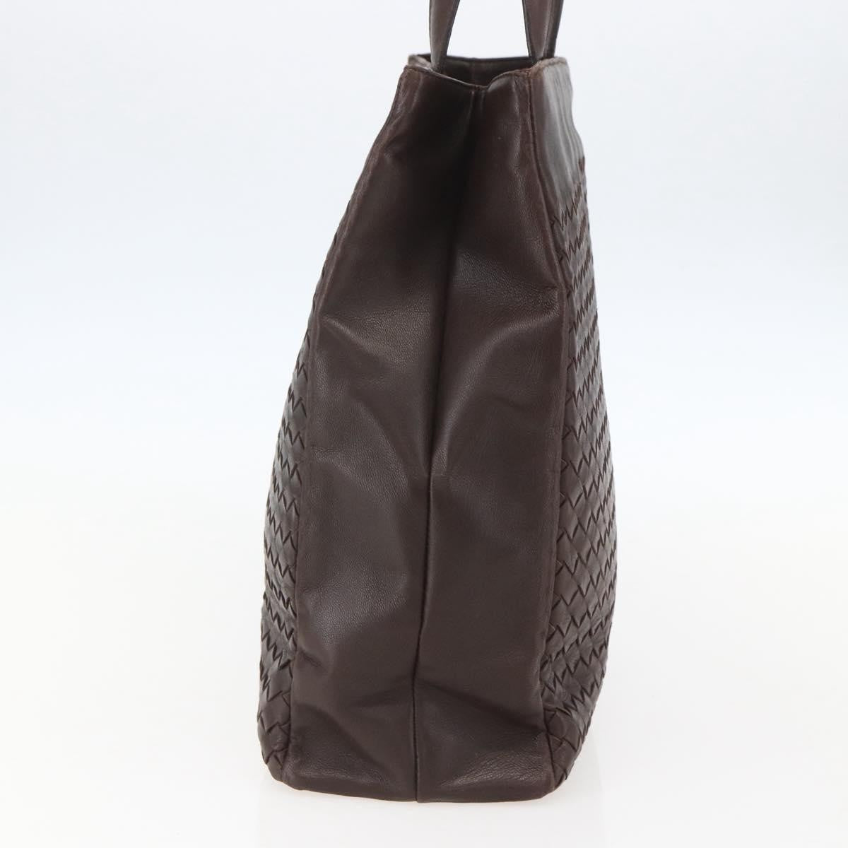 Bottega Veneta Intrecciato Handbag Leather Brown Leather Handbag (Authentic  )