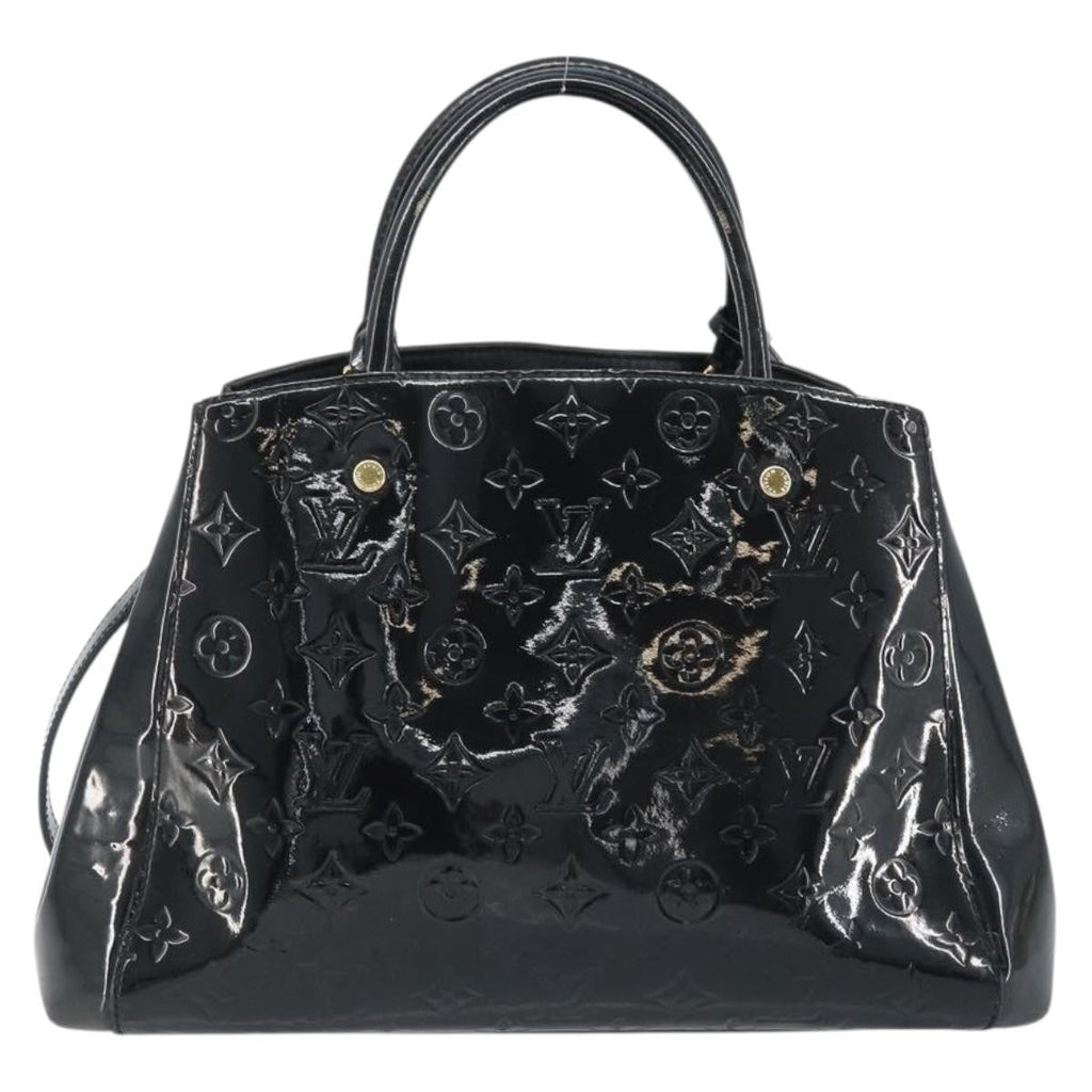 Louis Vuitton Montaigne Handbag Monogram Vernis Black Patent_Leather Handbag (Authentic  )