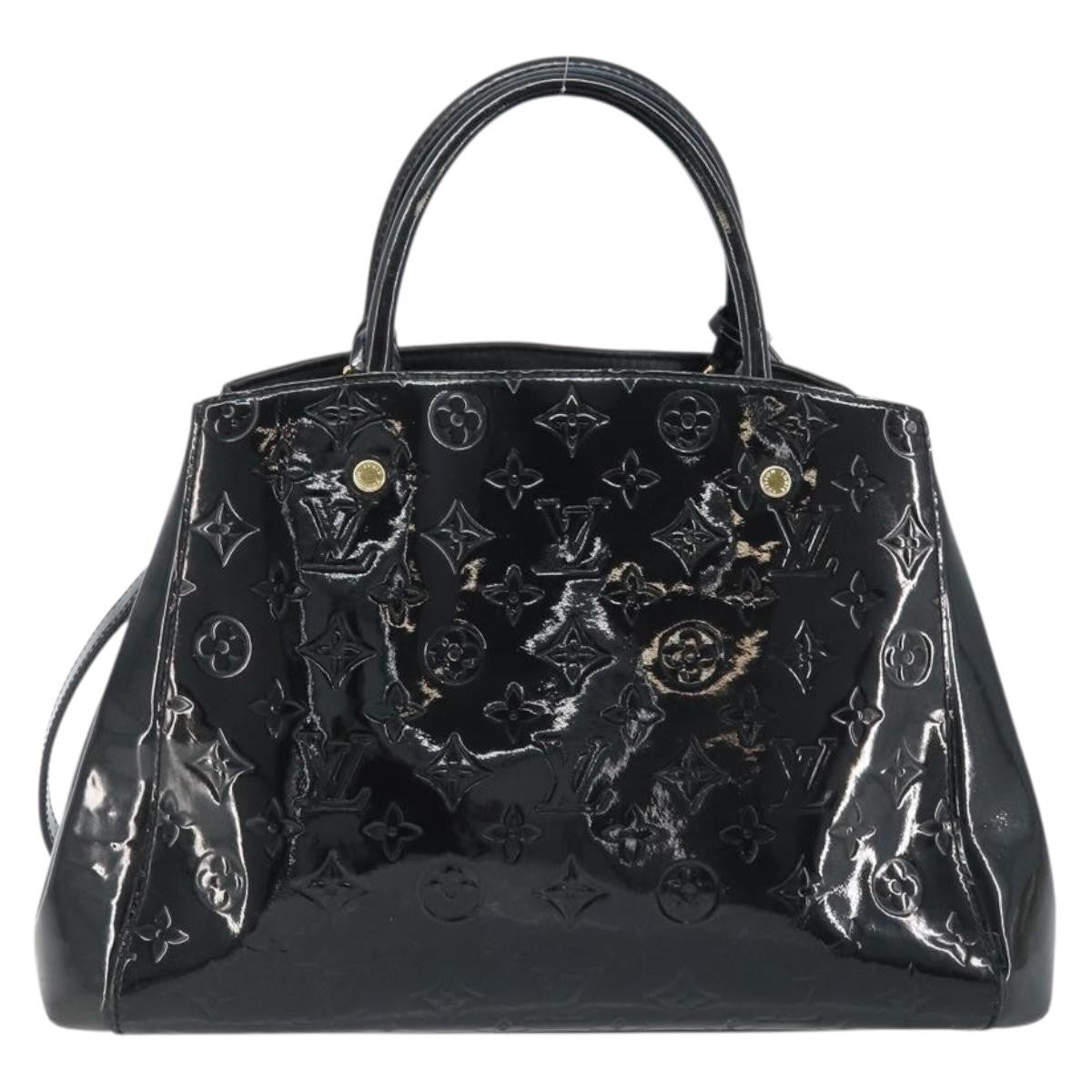 Louis Vuitton Montaigne Handbag Monogram Vernis Black Patent_Leather Handbag (Authentic  )