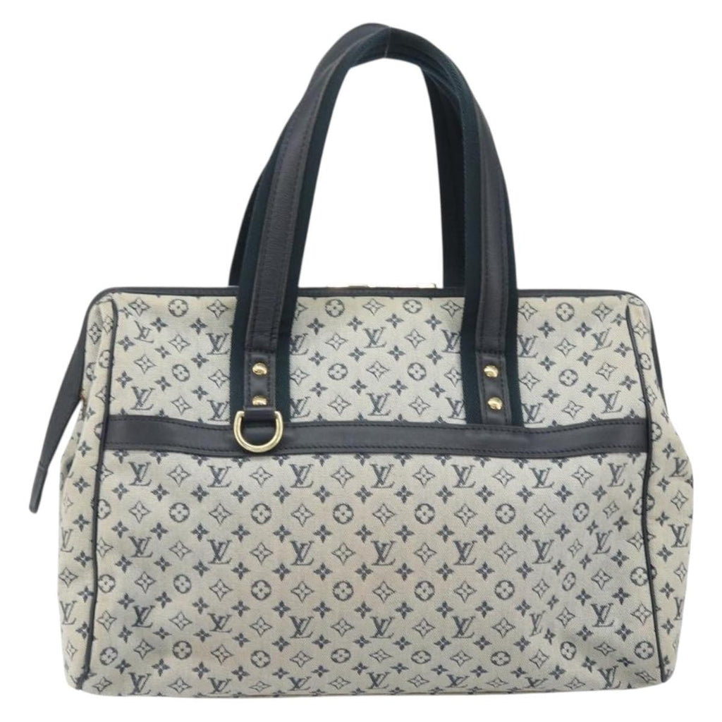 Louis Vuitton Josephine Handbag Mini Lin Blue Canvas Handbag (Authentic  )