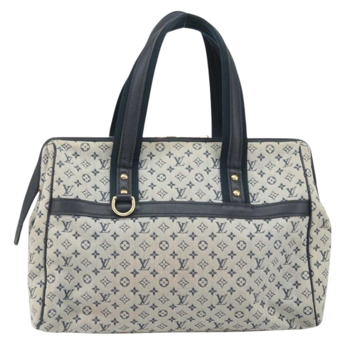Louis Vuitton Josephine Handbag Mini Lin Blue Canvas Handbag (Authentic  )