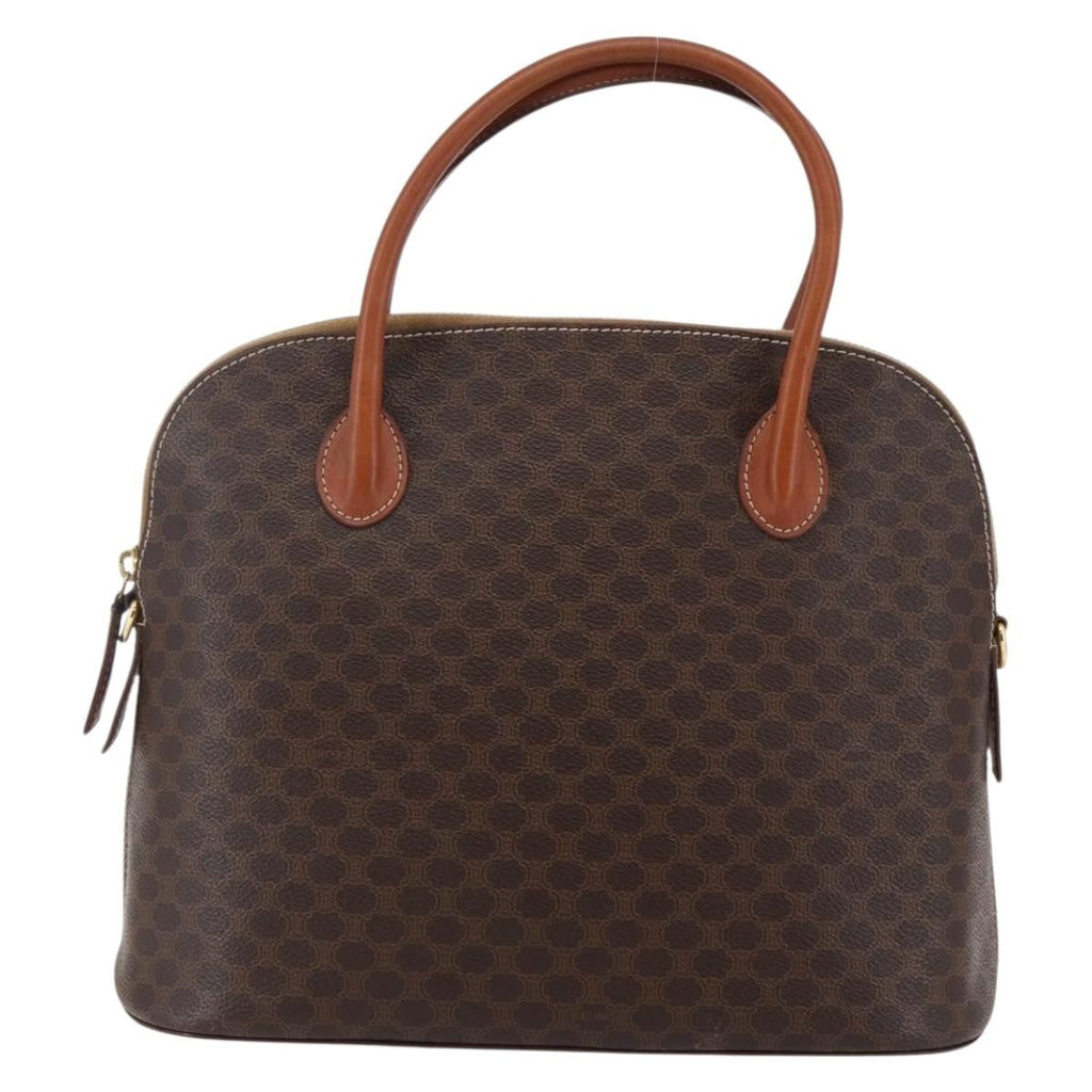 Celine Vintage Macadam Handbag Canvas Brown Canvas Handbag (Authentic  )