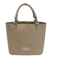 Salvatore Ferragamo Gancini Handbag Leather Beige Leather Handbag (Authentic  )