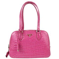 Prada Convertible Bowler Bag Saffiano Leather Pink Leather Handbag ( )