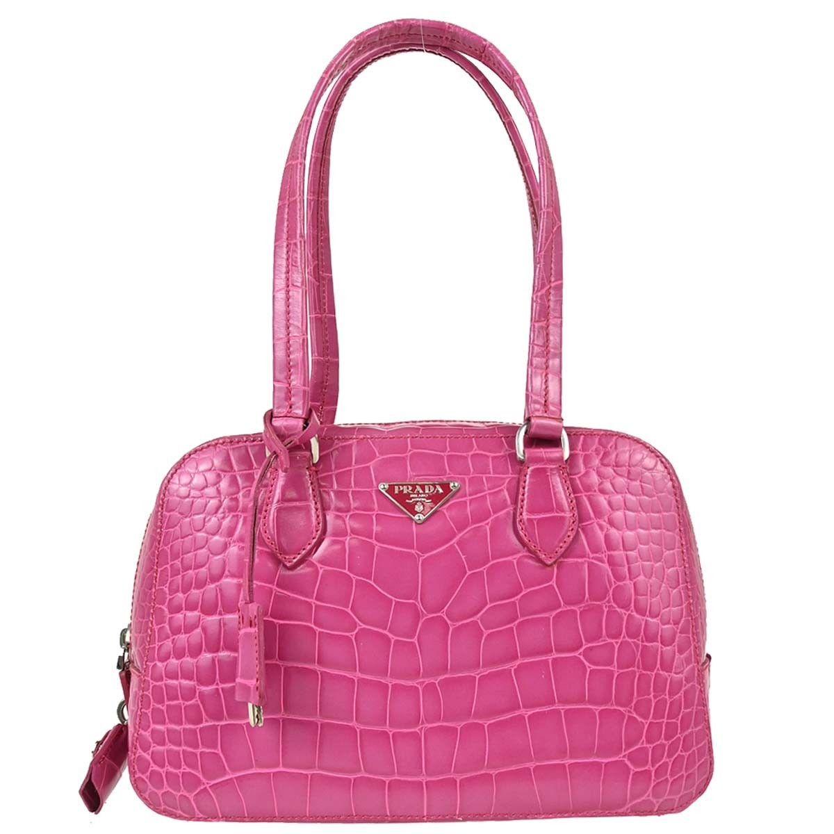 Prada Convertible Bowler Bag Saffiano Leather Pink Leather Handbag ( )